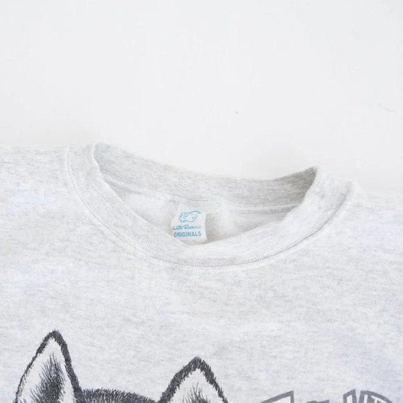 VTG 90'S Little Brownie Originals Gray Huskies Portrait Boxy Crew  Neck Sweater - Picture 10 of 13